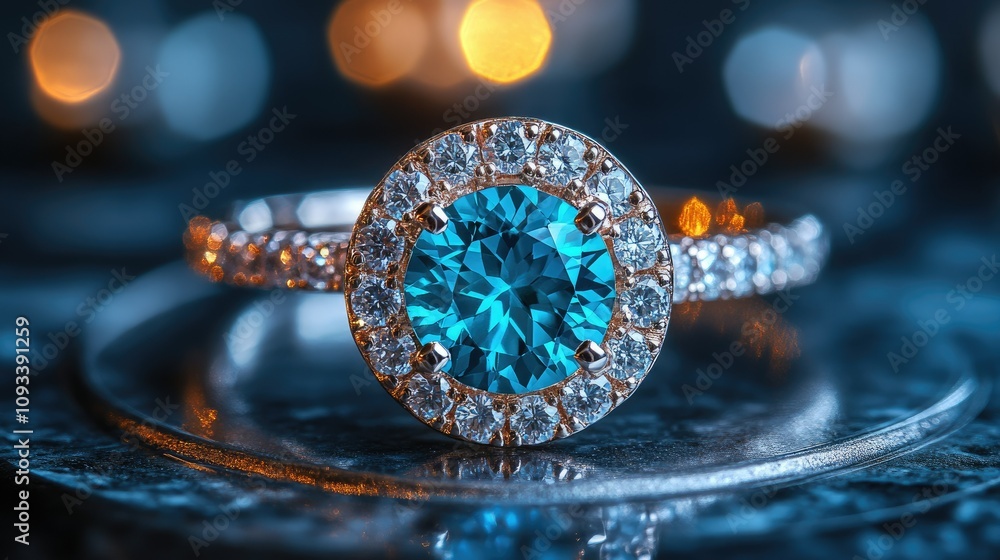 A stunning turquoise ring surrounded by sparkling diamonds, showcasing elegance and beauty. A stunning turquoise ring surrounded by sparkling diamonds, showcasing elegance and beauty.