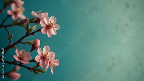 beautiful pink tulip flowers blossoms in spring season isolated on blue background
