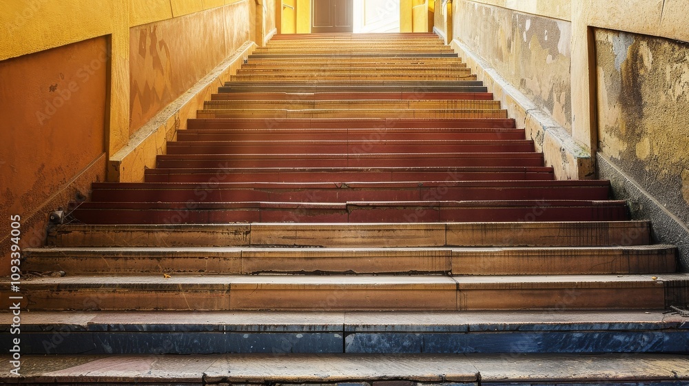 Obraz premium A staircase with steps of various heights, widths