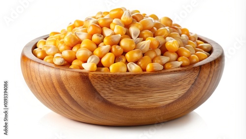 wooden bowl with corn kernels isolated on transparent background Generative Ai. 