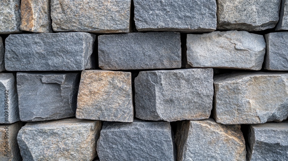 Textured arrangement of gray stone blocks featuring varying shapes and sizes, showcasing a weathered appearance and natural color variations. Textured arrangement of gray stone blocks featuring varying shapes and sizes, showcasing a weathered appearance and natural color variations.