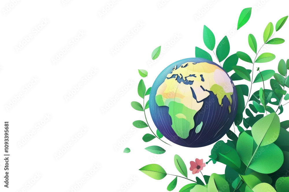 Obraz premium Earth Day Concept Featuring a Globe on White Background
