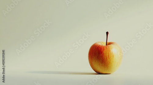 Ripe apple on a clean white background, beautifully illuminated to enhance its vibrant colors for eye-catching advertising visuals. photo