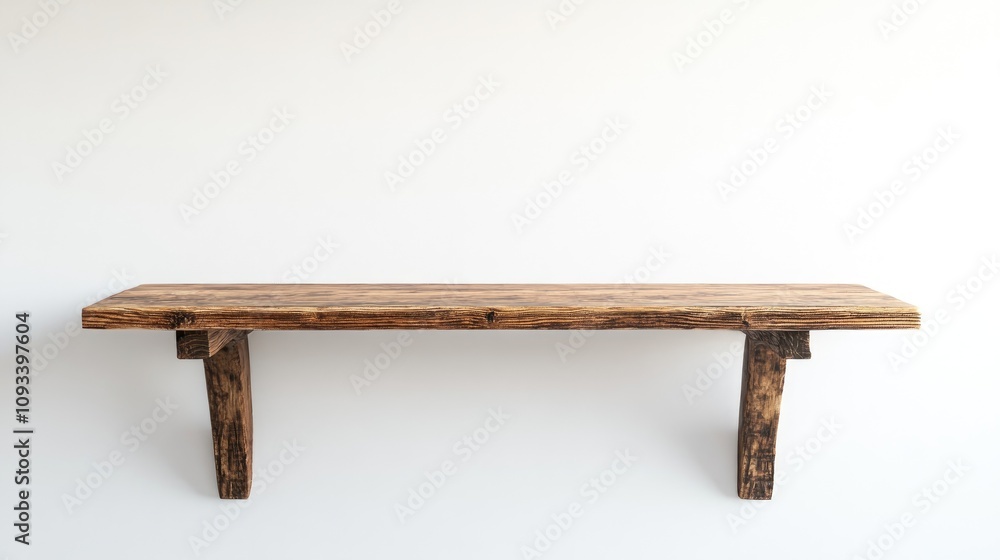 Rustic wooden table with sturdy legs set against a minimalist white wall, perfect for product displays and presentations. Ideal for showcasing items elegantly. Rustic wooden table with sturdy legs set against a minimalist white wall, perfect for product displays and presentations. Ideal for showcasing items elegantly.