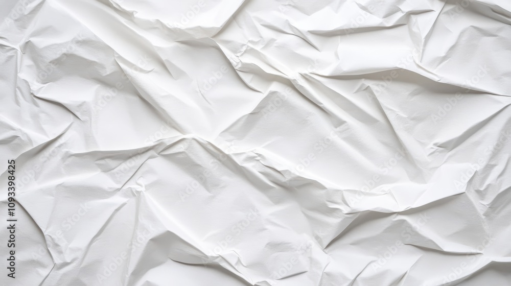 Fototapeta premium Textured white crumpled paper background creating an elegant, minimalistic aesthetic.