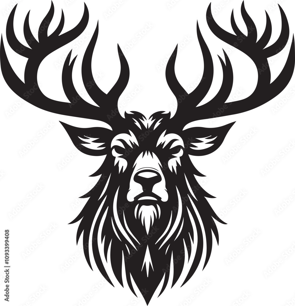 Reindeer vector black silhouette isolated on white background Reindeer vector black silhouette isolated on white background