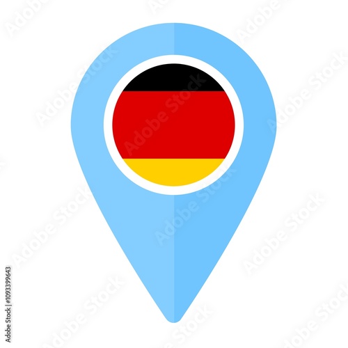 Free Download An icon featuring the design of the German flag, integrated into the shape of a GPS location pin or marker, isolated on white background.  - GFXLoad