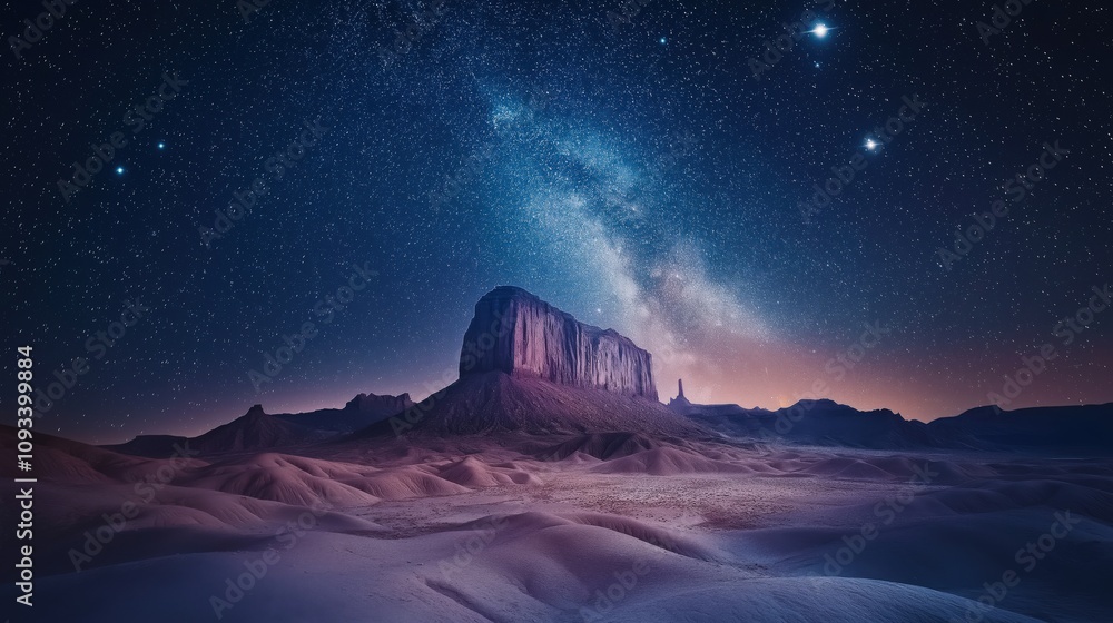 Fototapeta premium Starry Night With Meteor Showers Over a Remote Mountain Range in a Tranquil Atmosphere
