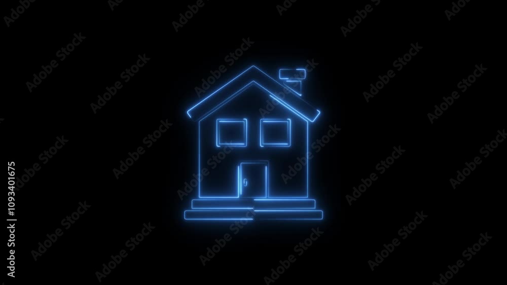 Neon bank building icon animation. Online banking and investment, central bank concept. Neon bank building icon animation. Online banking and investment, central bank concept.