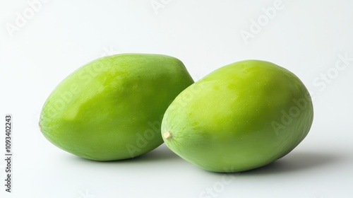 Wallpaper Mural Fresh green squashes displaying smooth skin and vibrant color against a minimalist white background, showcasing natural freshness and simplicity. Torontodigital.ca