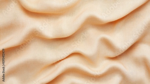 Peach-colored fabric texture with soft, flowing wrinkles creating an elegant and seamless background design.