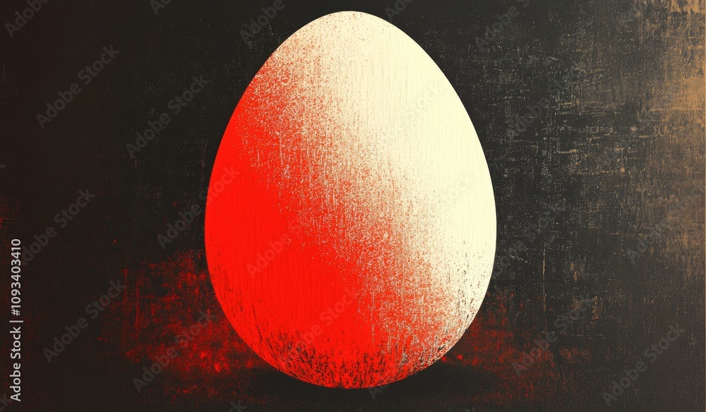 Egg Shaped Gradient Color Illustration, Red to White Transition, Grainy Texture, Dark Background, Vector Art Egg Shaped Gradient Color Illustration, Red to White Transition, Grainy Texture, Dark Background, Vector Art