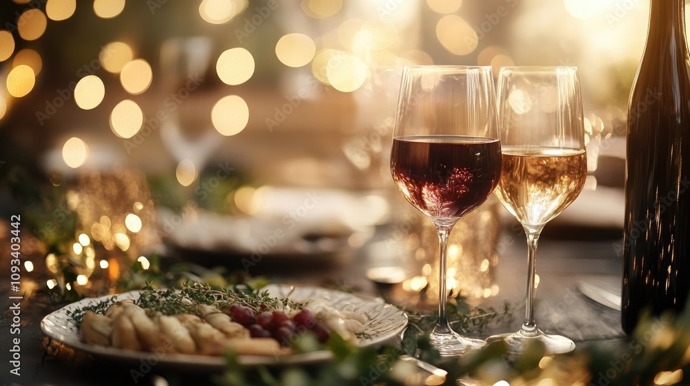 Elegant Seder plate with bokeh background, accompanied by glasses of wine, conveying the warmth and spirit of Jewish tradition during the Passover celebration. Elegant Seder plate with bokeh background, accompanied by glasses of wine, conveying the warmth and spirit of Jewish tradition during the Passover celebration.