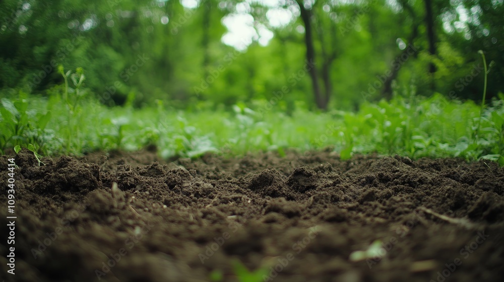 Vibrant soil under a soft green nature backdrop showcasing lush grass and trees, highlighting rich earth ready for planting and growth. Vibrant soil under a soft green nature backdrop showcasing lush grass and trees, highlighting rich earth ready for planting and growth.
