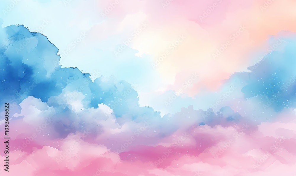 watercolor pastel pink with tranquil sky blue, Generative AI watercolor pastel pink with tranquil sky blue, Generative AI