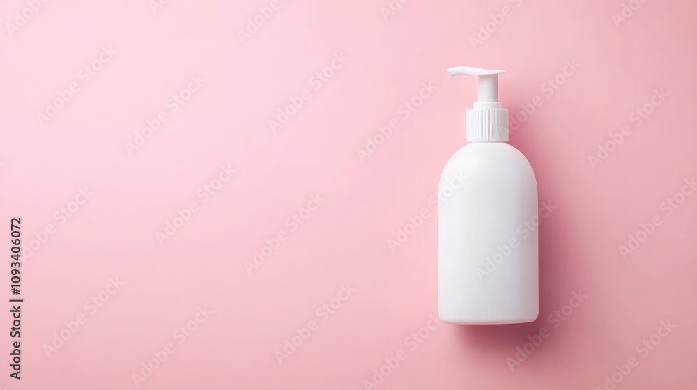Minimalist white lotion bottle on a soft pink background, perfect for showcasing beauty or skincare products. Clean and elegant composition for branding. Minimalist white lotion bottle on a soft pink background, perfect for showcasing beauty or skincare products. Clean and elegant composition for branding.