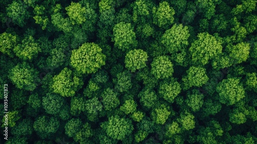 Lush Aerial View of Dense Green Forest Canopy Ideal for Eco-Friendly or Organic Product Presentations