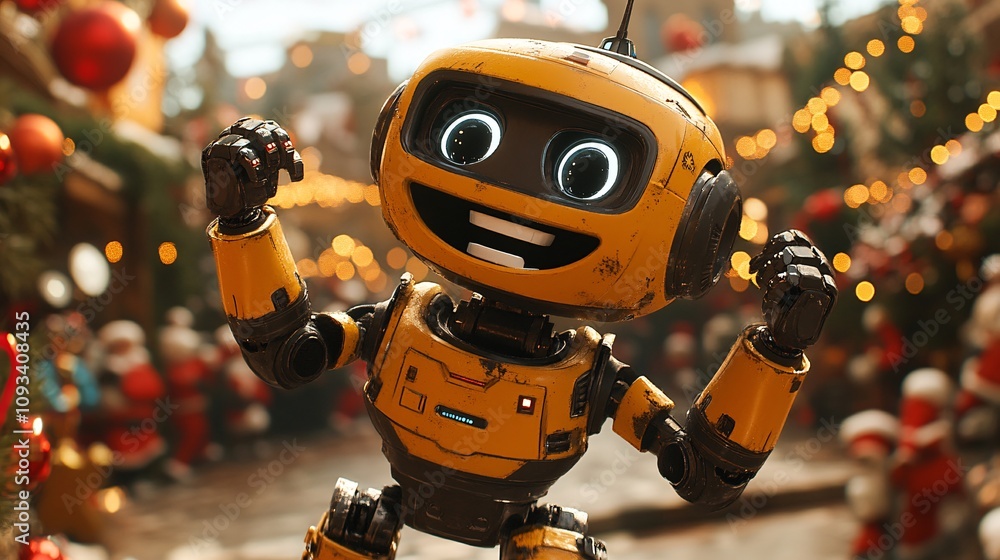 Cute robot celebrating Christmas Cute robot celebrating Christmas