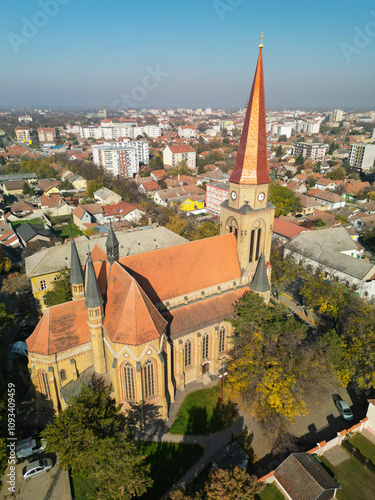 Saint Roch's Church Subotica, Serbia - Aerial Drone View photo