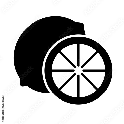 Lemon Fruit solid icon isolate transparent