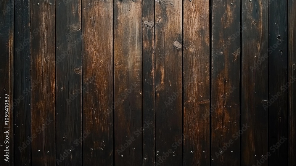 Panoramic dark brown rustic wooden planks with a weathered appearance and natural grain texture ideal for backgrounds and design projects Panoramic dark brown rustic wooden planks with a weathered appearance and natural grain texture ideal for backgrounds and design projects