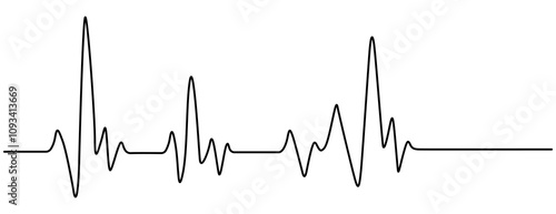 Continuous one line drawing. two hears with hearbeat. Vector minimalism illustration, single hand drawn. Heartbeat line. Heartbeat line icon on white background. Pulse Rate Monitor. Pro vector 