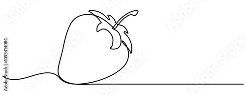 Single continuous line drawing of organic strawberry for fruit icon fresh berries fruitage concept, Vector illustration with continuous line drawing Strawberries, Single continuous line drawing 