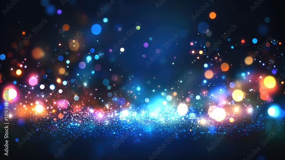 Vibrant abstract background showcasing shimmering blue and multicolored glitter lights, perfect for elegant banners or digital artwork. Vibrant abstract background showcasing shimmering blue and multicolored glitter lights, perfect for elegant banners or digital artwork.
