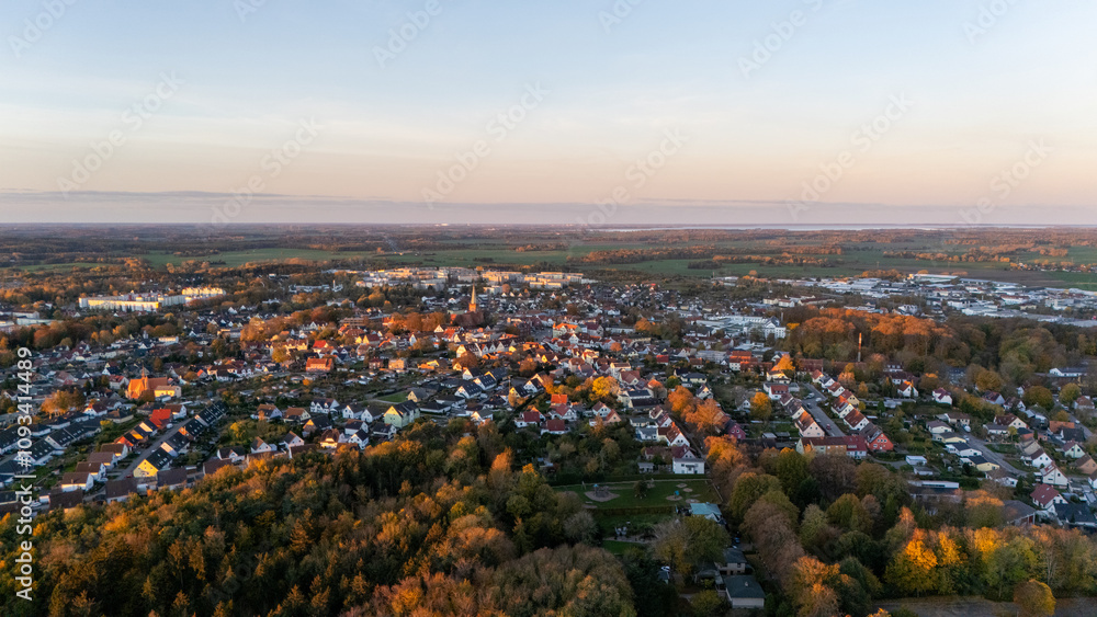 Obraz premium Drone aerial view of the forest in Rügen in Autumn