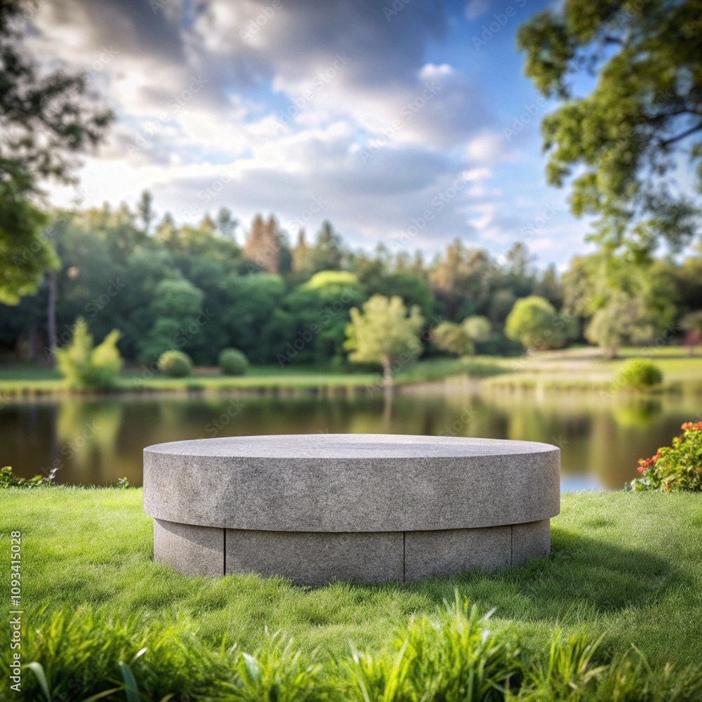 3d marble stone podium on natural background 3d marble stone podium on natural background