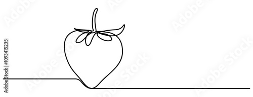 Single continuous line drawing of organic strawberry for fruit icon fresh berries fruitage concept, Vector illustration with continuous line drawing Strawberries, Single continuous line drawing 