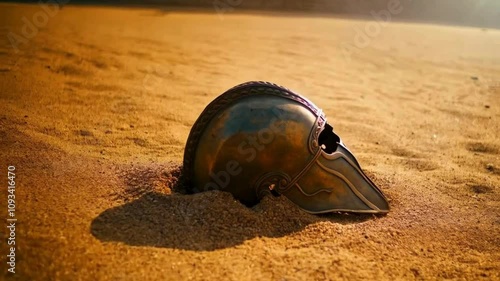  Gladiator Helmet in the Sand the Center of The Arena