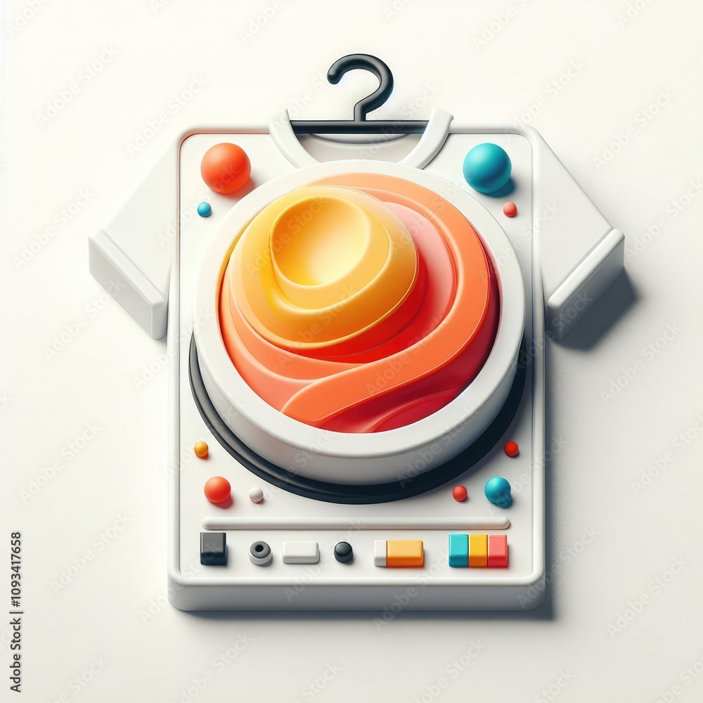 Fototapeta premium T-shirt printing process. 3D cartoon simple illustration for design background.