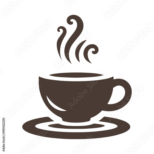 Steaming Coffee Cup Icon on Saucer