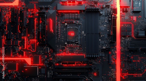 Wallpaper Mural Sleek Microchip Integrated Motherboard with Gradient Tones and Copy Space for Branding Torontodigital.ca