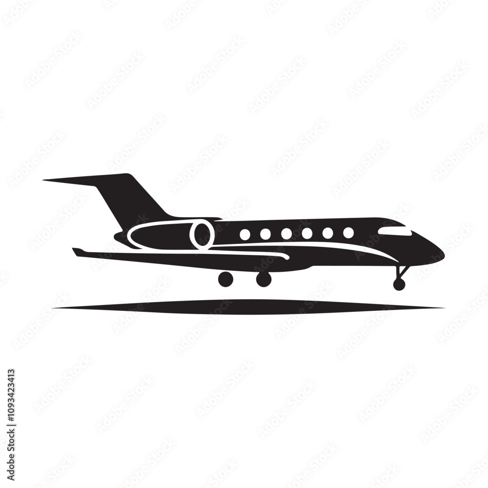 High-End Jet Silhouette - Vector Icon for Luxury Travel High-End Jet Silhouette - Vector Icon for Luxury Travel