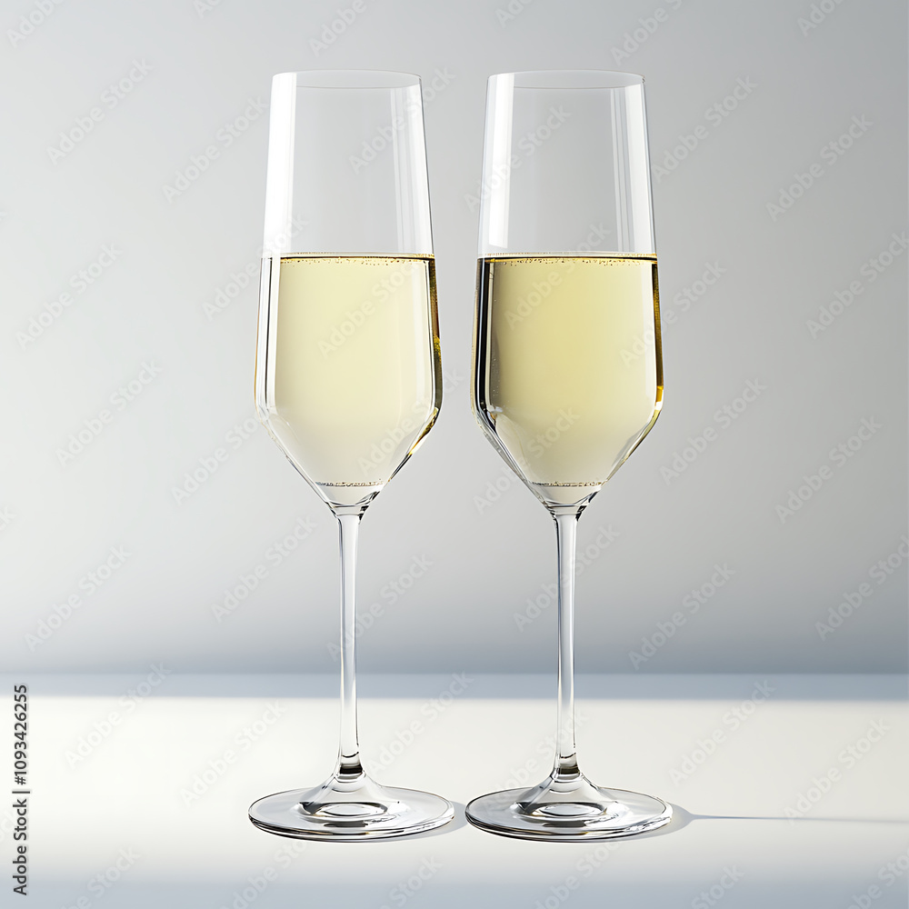 a pair of champagne glasses making a toast on white a pair of champagne glasses making a toast on white