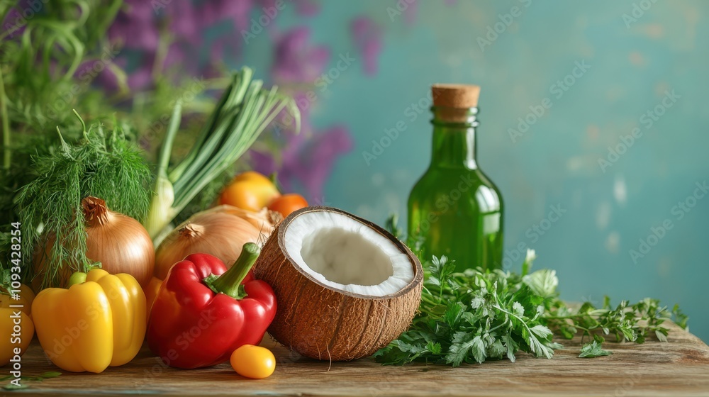 The Fresh Coconut and Vegetables The Fresh Coconut and Vegetables