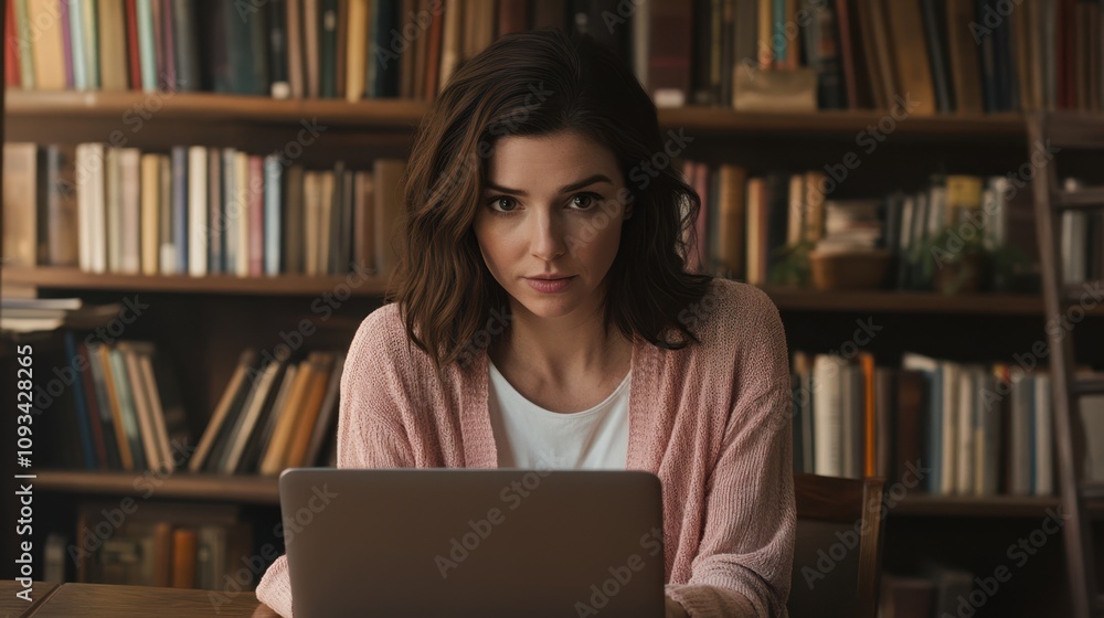 The Woman with Laptop Focused The Woman with Laptop Focused