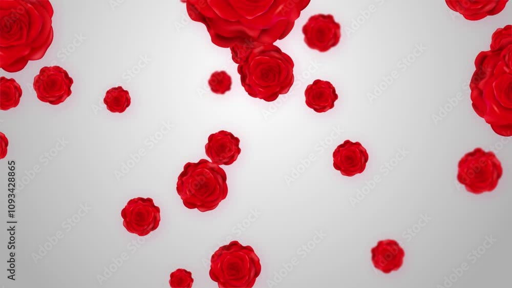 Falling red roses coastal scenery Elegant background animation. This ...