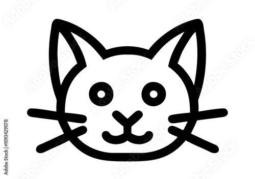 A cat head vector illustration, simple, flat, minimal, line art icon design