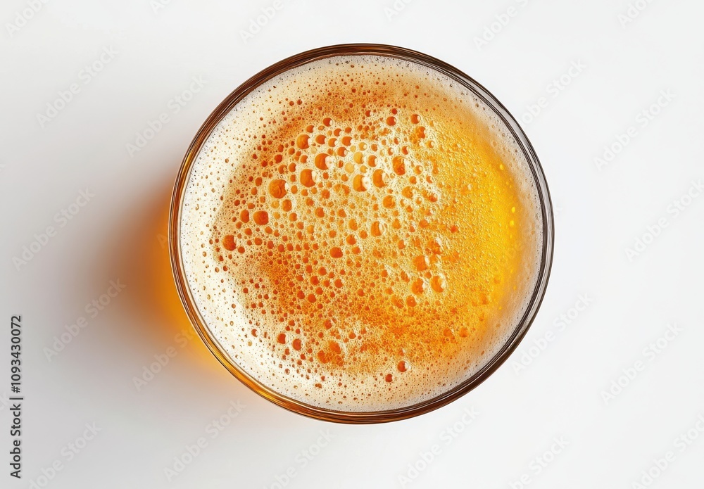 Refreshing Glass of Golden Beer with a Creamy Foam Head on a White Background for Beverage and Culinary Inspiration