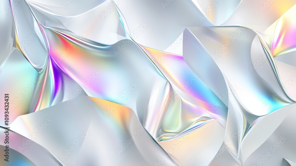 A vibrant abstract background featuring glossy, iridescent waves reflecting a spectrum of colors. A vibrant abstract background featuring glossy, iridescent waves reflecting a spectrum of colors.