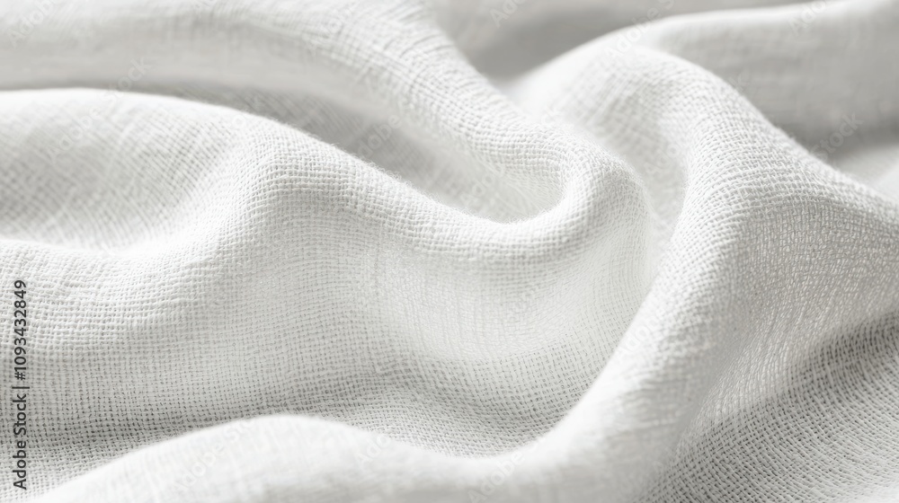 Close-up of smooth, white textured fabric showcasing soft, flowing drapes and natural light. Close-up of smooth, white textured fabric showcasing soft, flowing drapes and natural light.
