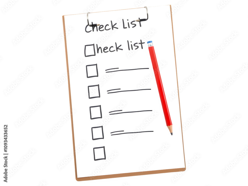 Checklist on clipboard with pencil. Ready to check off your tasks! isolated on transparent white background. Checklist on clipboard with pencil. Ready to check off your tasks! isolated on transparent white background.