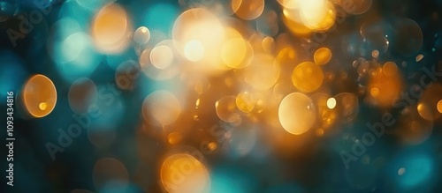 Abstract Teal and Gold Bokeh Background photo