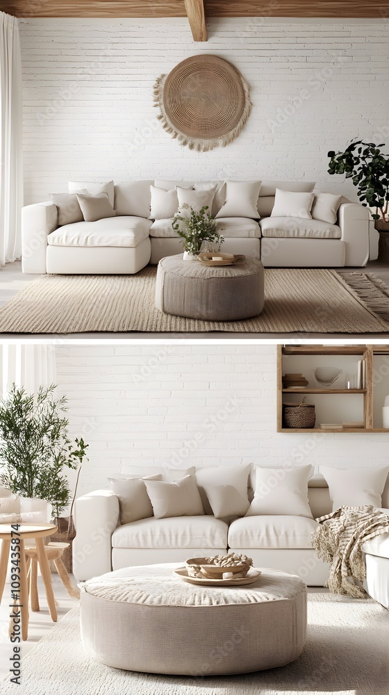 Cozy Modern Living Room with Elegant Neutral Tones and Stylish Decor Featuring Soft Textiles and Minimalist Design Elements for a Warm Atmosphere Cozy Modern Living Room with Elegant Neutral Tones and Stylish Decor Featuring Soft Textiles and Minimalist Design Elements for a Warm Atmosphere