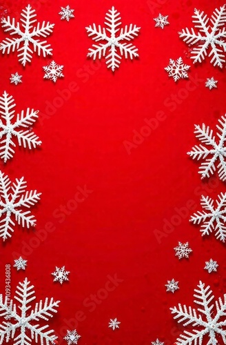 Wallpaper Mural Festive Arrangement of White Snowflakes on Deep Red Background for Christmas Theme Winter Season Decoration Concept Torontodigital.ca