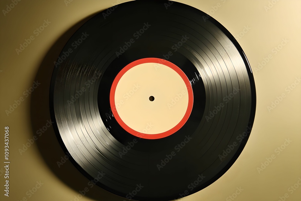 Fototapeta premium Isolated Vinyl Record with Blank Label, music, audio, black, design