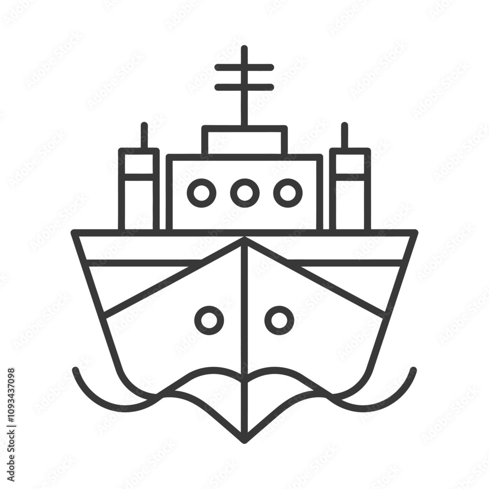Simple Line Art Illustration Of A Boat In The Ocean Simple Line Art Illustration Of A Boat In The Ocean